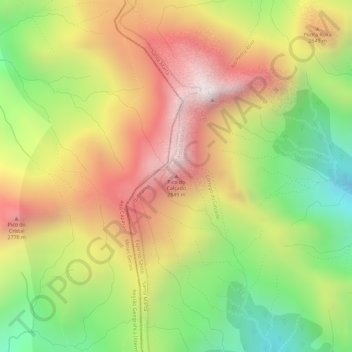 Mappa topografica Pico do Calçado, altitudine, rilievo
