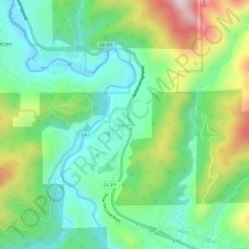 Mappa topografica Leggett, altitudine, rilievo