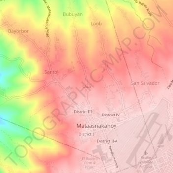 Mappa topografica Upa, altitudine, rilievo