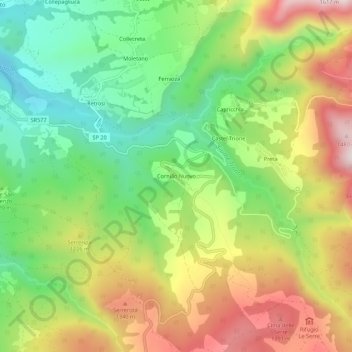 Mappa topografica Cornillo Nuovo, altitudine, rilievo