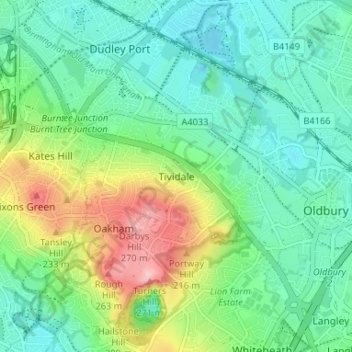 Mappa topografica Tividale, altitudine, rilievo