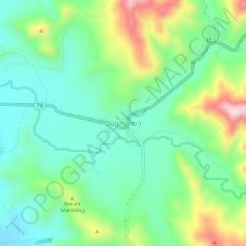 Mappa topografica Dugmanon, altitudine, rilievo