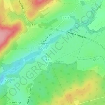 Mappa topografica Sur le Chemin de Chéniménil, altitudine, rilievo