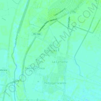 Mappa topografica Narihualá, altitudine, rilievo