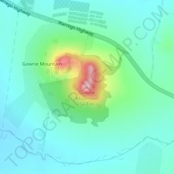 Mappa topografica Gowrie Mountain, altitudine, rilievo