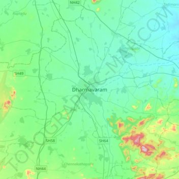 Mappa topografica Dharmavaram, altitudine, rilievo