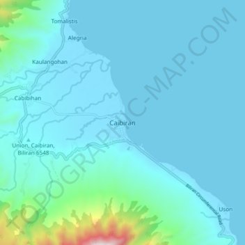 Mappa topografica Caibiran, altitudine, rilievo