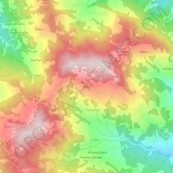 Mappa topografica Ebbio, altitudine, rilievo