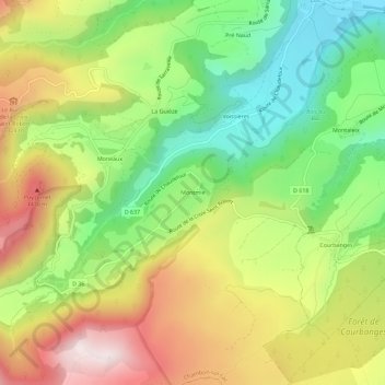 Mappa topografica Montmie, altitudine, rilievo