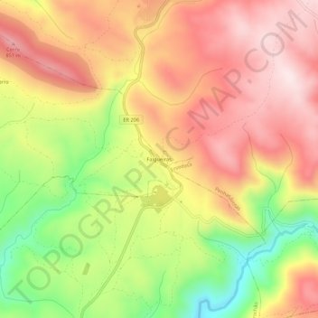 Mappa topografica Falgueiras, altitudine, rilievo