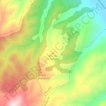Mappa topografica Alto de la Cañada, altitudine, rilievo