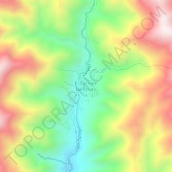 Mappa topografica El Carmen de Atrato, altitudine, rilievo