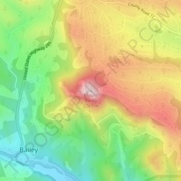 Mappa topografica Mount Bailey, altitudine, rilievo