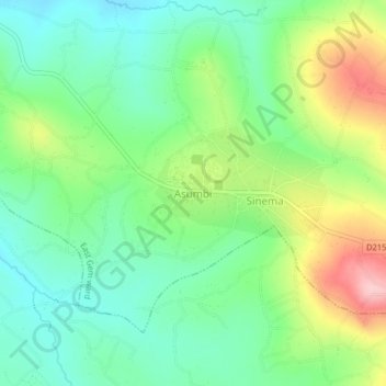 Mappa topografica Asumbi, altitudine, rilievo