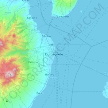 Mappa topografica Dumaguete, altitudine, rilievo