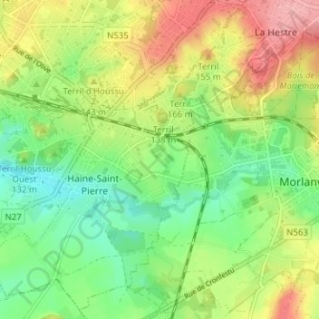 Mappa topografica Hautes Fontaines, altitudine, rilievo