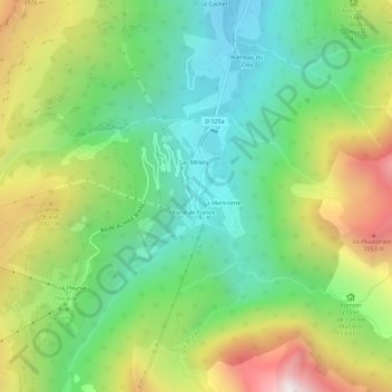 Mappa topografica Fond de France, altitudine, rilievo