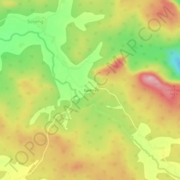 Mappa topografica Godma, altitudine, rilievo