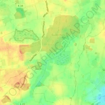 Mappa topografica Schwienholm, altitudine, rilievo