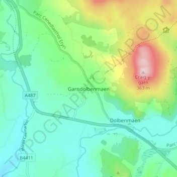 Mappa topografica Garndolbenmaen, altitudine, rilievo