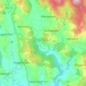 Mappa topografica Lobenstein, altitudine, rilievo