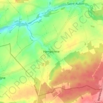 Mappa topografica Hemptinne, altitudine, rilievo