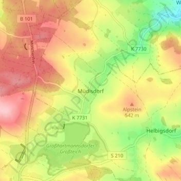 Mappa topografica Müdisdorf, altitudine, rilievo