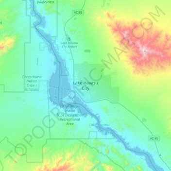 Mappa topografica Lake Havasu City, altitudine, rilievo