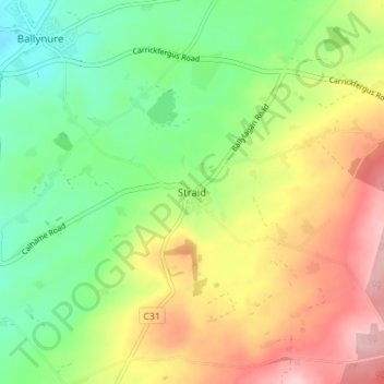 Mappa topografica Straid, altitudine, rilievo