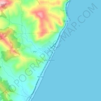 Mappa topografica Cananello, altitudine, rilievo