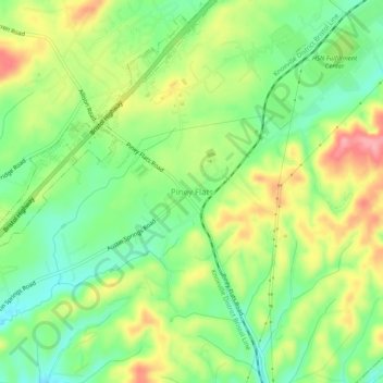 Mappa topografica Piney Flats, altitudine, rilievo