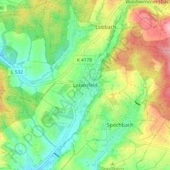Mappa topografica Lobenfeld, altitudine, rilievo