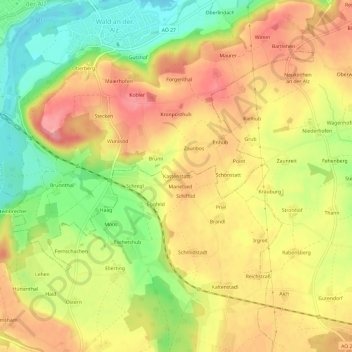 Mappa topografica Kastenstatt, altitudine, rilievo