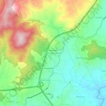 Mappa topografica Santa Margarida, altitudine, rilievo