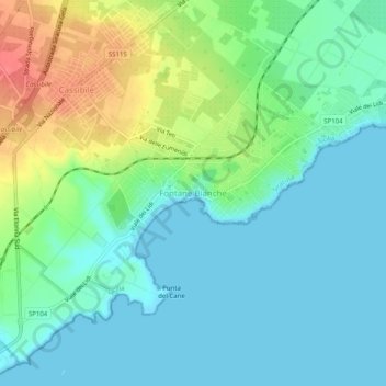 Mappa topografica Fontane Bianche, altitudine, rilievo