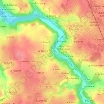 Mappa topografica Le Pont, altitudine, rilievo