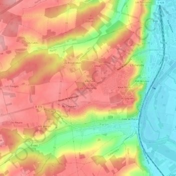Mappa topografica Les Croissants, altitudine, rilievo