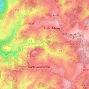 Mappa topografica Uelfe IV, altitudine, rilievo