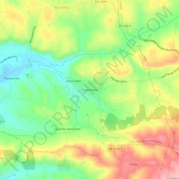 Mappa topografica Castanheira, altitudine, rilievo