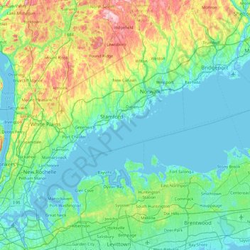 Mappa topografica Bold Rock, altitudine, rilievo