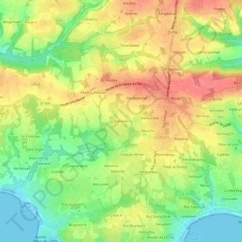 Mappa topografica Brenelec, altitudine, rilievo