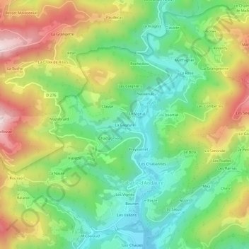 Mappa topografica La Gageyre, altitudine, rilievo