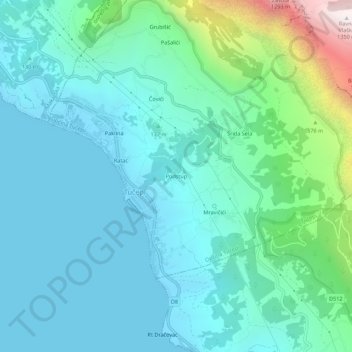Mappa topografica Podstup, altitudine, rilievo