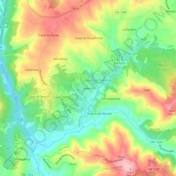 Mappa topografica Sapeiros, altitudine, rilievo