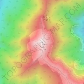 Mappa topografica Charleston Peak, altitudine, rilievo
