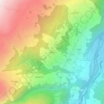 Mappa topografica Mathon, altitudine, rilievo