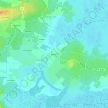 Mappa topografica Marque, altitudine, rilievo