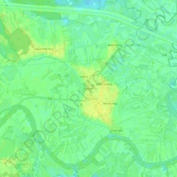 Mappa topografica Zvonarci, altitudine, rilievo