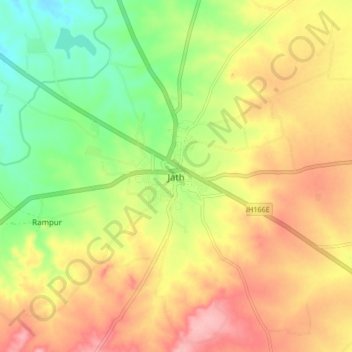 Mappa topografica Jath, altitudine, rilievo