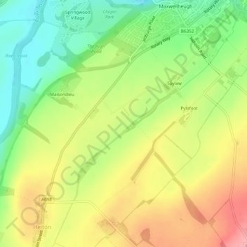 Mappa topografica Doghill, altitudine, rilievo